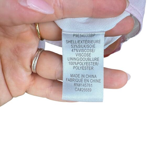 Parker Harlow Pink Orange Sunset Tie Dye Silk Blend Surplice Strappy Blouse - Picture 14 of 14